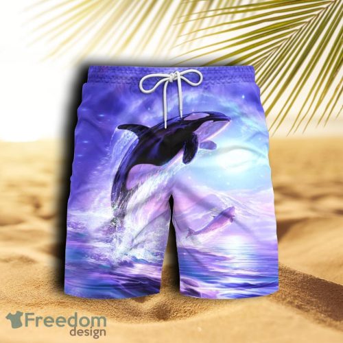 Whale Jumps To The Surface Of The Sea Beach Hawaiian Shorts For Men Product Photo 1