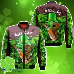Wild Turkey Baby Yoda St Patrick’s Day Bomber 3D For Men Women