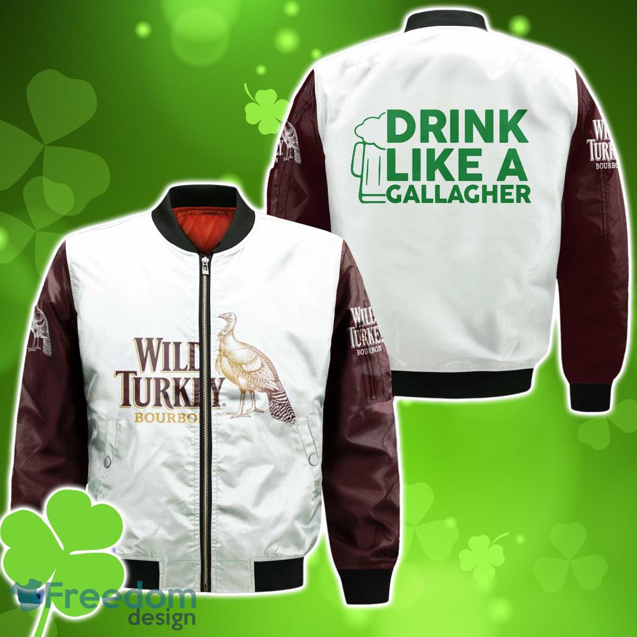 Wild Turkey Drink Like A Gallagher Patrick Day Bomber 3D For Men Women image Wild Turkey Drink Like A Gallagher Patrick Day Bomber 3D For Men Women Product Photo 1