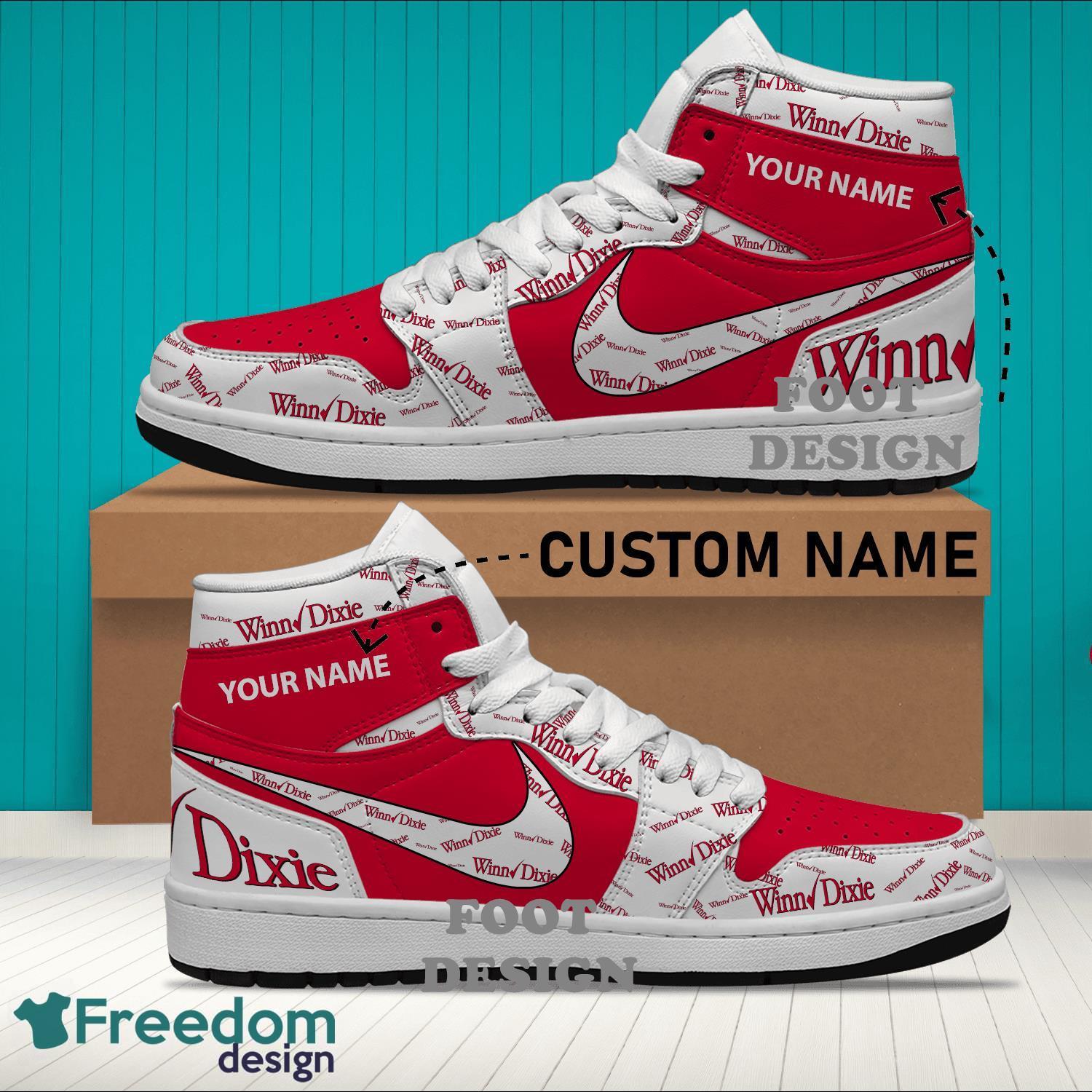 Winn Dixie Brand Logo Custom Name Air Jordan Hightop Shoes For Sneakers Fans image Winn Dixie Brand Logo Custom Name Air Jordan Hightop Shoes For Sneakers Fans - winn dixie Logo Personalized Air Jordan Hightop Shoes Photo 2