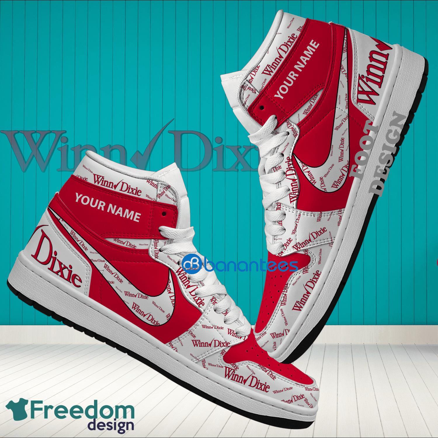 Winn Dixie Brand Logo Custom Name Air Jordan Hightop Shoes For Sneakers Fans image Winn Dixie Brand Logo Custom Name Air Jordan Hightop Shoes For Sneakers Fans - winn dixie Logo Personalized Air Jordan Hightop Shoes Photo 1