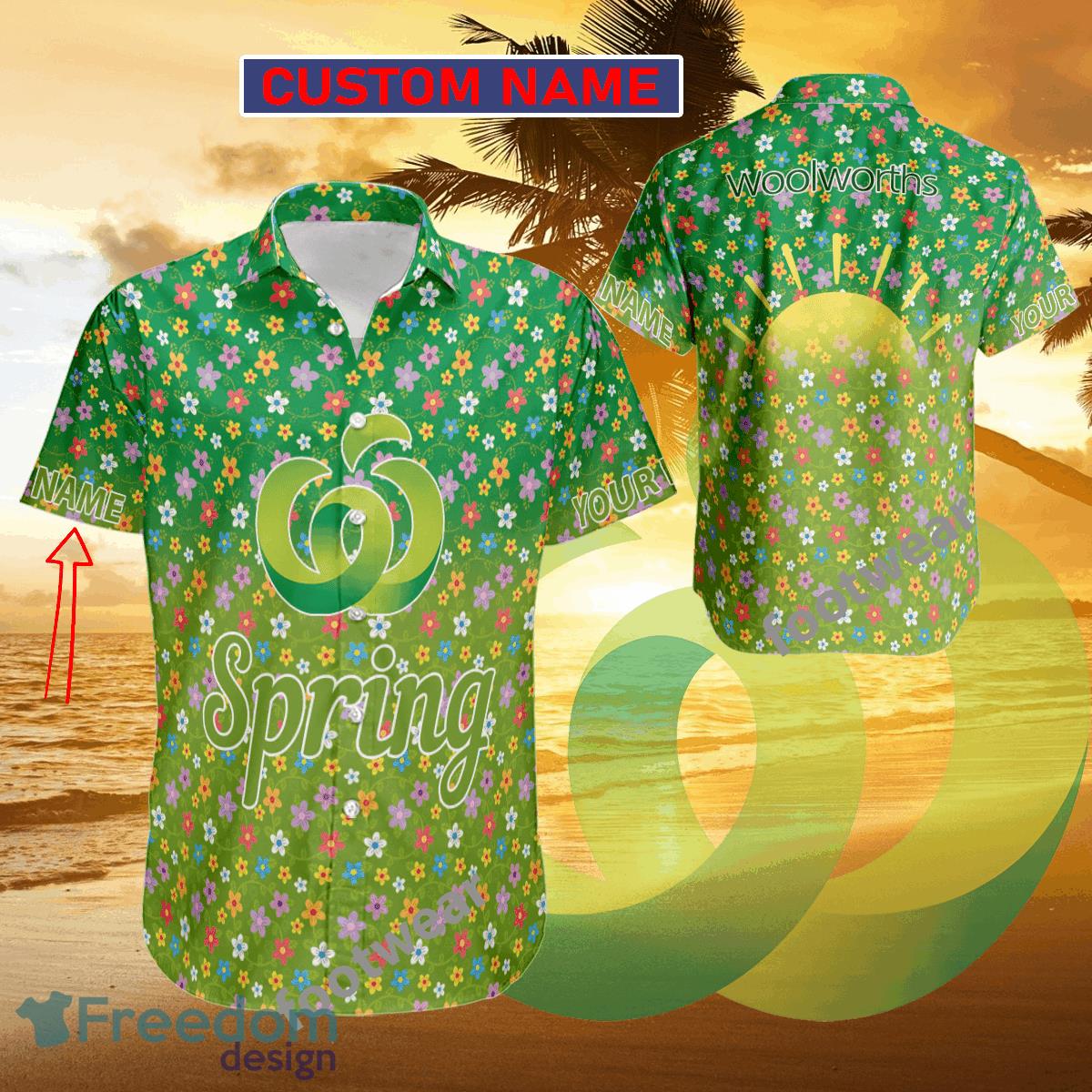 WOOLWORTHS Logo Brand 3D Hawaiian Shirt New Custom Name Tropical Beach Gift For Fans - WOOLWORTHS Logo Brand 3D Hawaiian Shirt New Custom Name Tropical Beach Gift For Fans