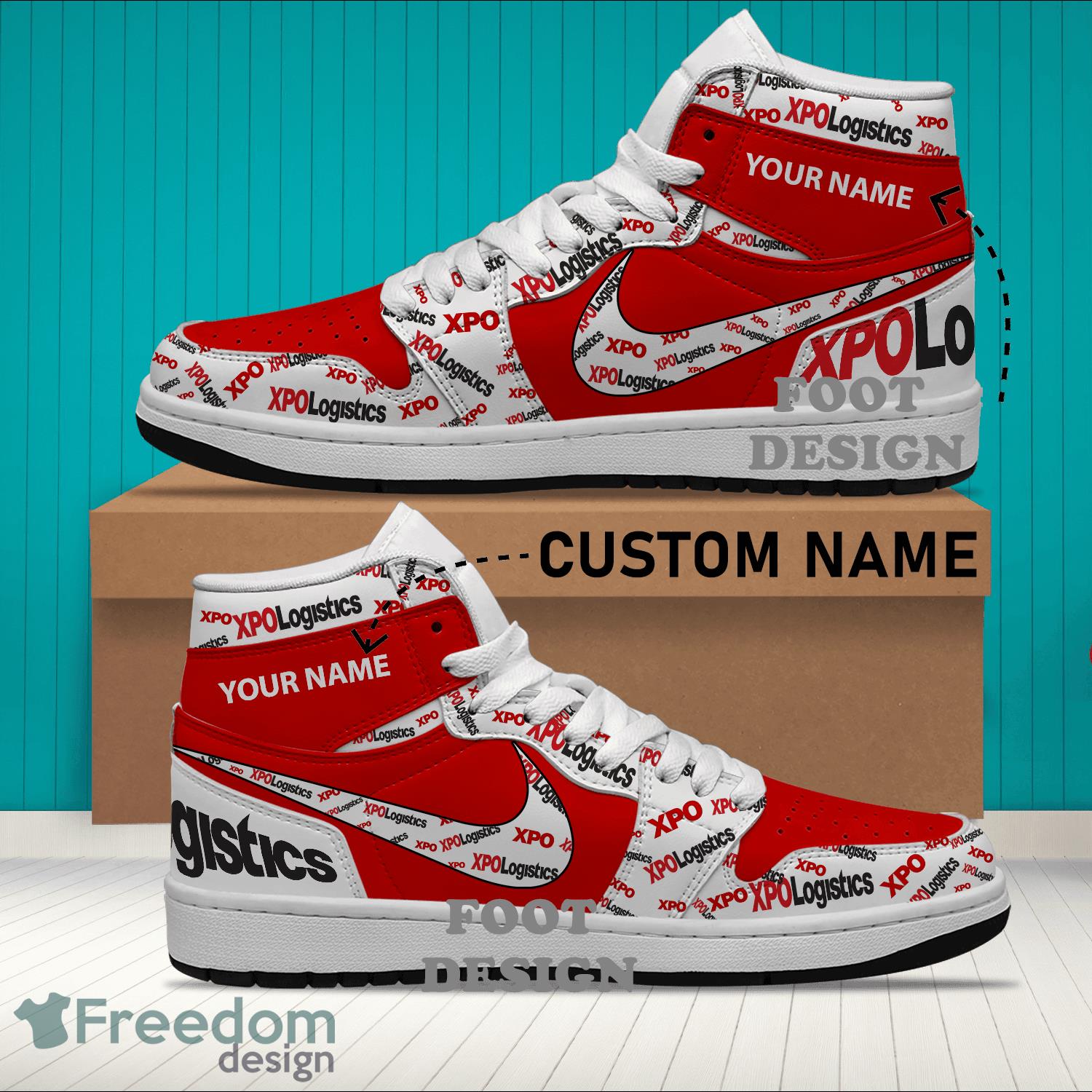 Xpo Brand Logo Custom Name Air Jordan Hightop Shoes For Sneakers Fans image Xpo Brand Logo Custom Name Air Jordan Hightop Shoes For Sneakers Fans - xpo Logo Personalized Air Jordan Hightop Shoes Photo 2