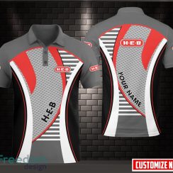 3D All Over Printed h-e-b 3D All Over Printed Logo Brand Grey Polo Shirt Custom Name
