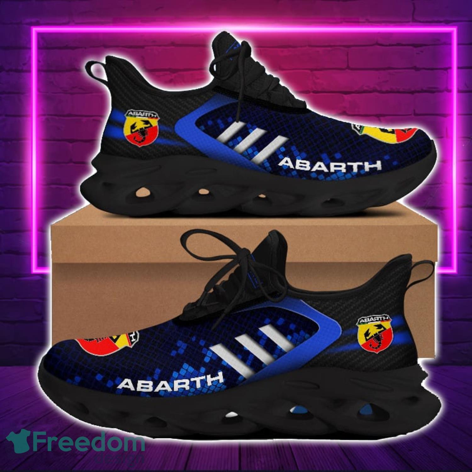 Abarth Shoes Blue Square Pattern Custom Name Max Soul Sneakers For Men Women image Abarth Shoes Blue Square Pattern Custom Name Max Soul Sneakers For Men Women Product Photo 2