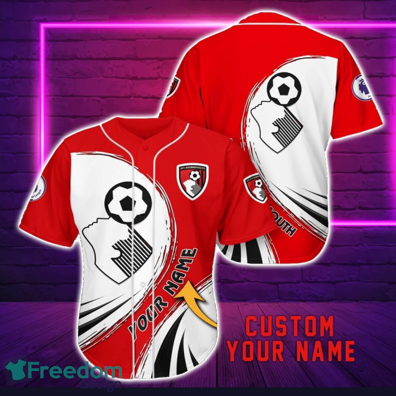 A.F.C. Bournemouth Personalized Name 3D Baseball Jersey Shirt For Fans image A.F.C. Bournemouth Personalized Name 3D Baseball Jersey Shirt For Fans Product Photo 1