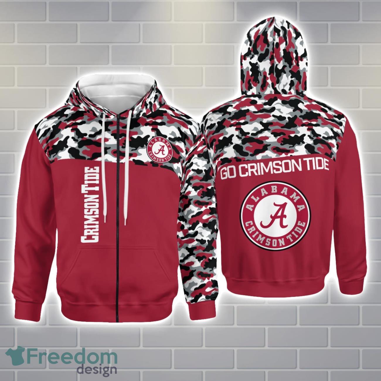 Alabama Crimson Tide 3D Printing Hoodie Camo Pattern Gift For Father's Day image Alabama Crimson Tide 3D Printing Hoodie Camo Pattern Gift For Father's Day