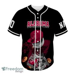 Alabama Crimson Tide Skull Black Custom Number And Name Baseball Jersey Shirt - Alabama Crimson Tide Skull Black Custom Number And Name Baseball Jersey_2