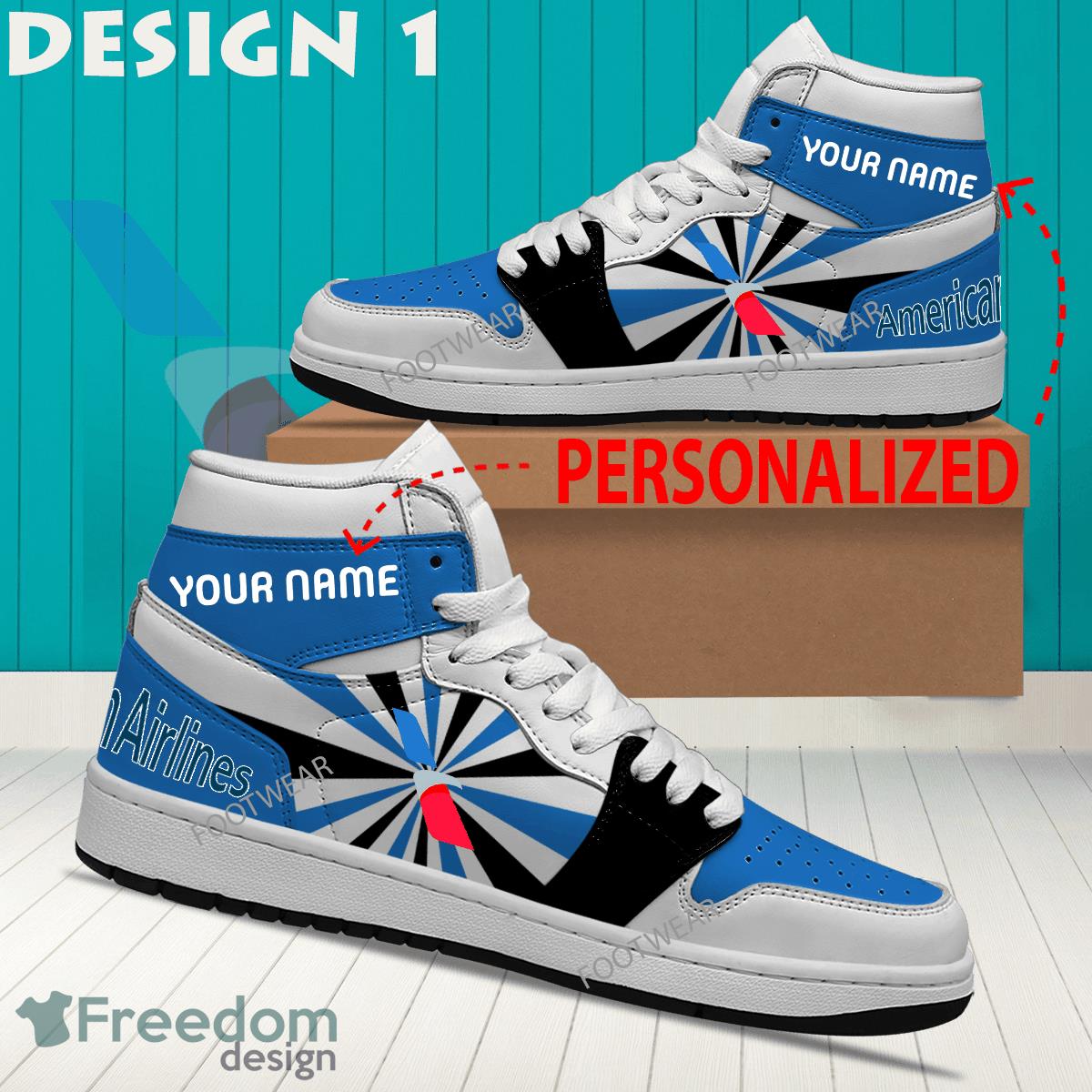 American Airline Brand Logo Air Jordan 1 Hightop Shoes New Trending Custom Name image American Airline Brand Logo Air Jordan 1 Hightop Shoes New Trending Custom Name - American Airline Brand Logo Air Jordan 1 Hightop Shoes Style 1