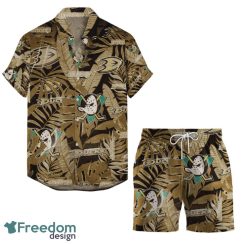 Anaheim Ducks Retro Hawaiian Shirt And Shorts Set For Men Women Fans - Anaheim Ducks Retro Hawaiian Shirt And Shorts _1