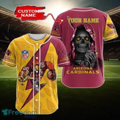 Arizona Cardinals NFL Baseball Jersey Skull Pattern Custom Name Gift For Fans Arizona Cardinals NFL Baseball Jersey Skull Pattern Custom Name Gift For Fans