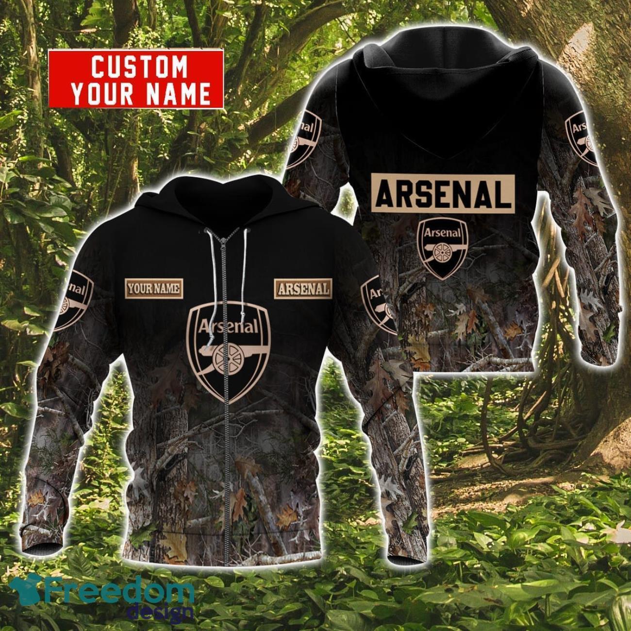 Arsenal Personalized Name 3D Hoodie Zip Hoodie For Hunting And Sport Fans Product Photo 2