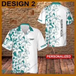 Aston Martin Car Racing Flower Vintage Party New 3D Hawaiian Shirt For Summer Custom Name - Aston Martin Car Racing Flower Vintage Hawaiian Shirt Style 2