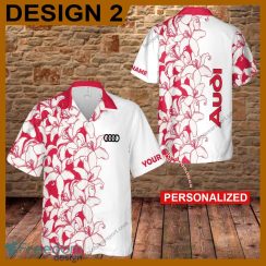 Audi Car Racing Flower Vintage Cruise Logo Aloha Hawaiian Shirt Gift For Fans Custom Name - Audi Car Racing Flower Vintage Hawaiian Shirt Style 2