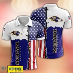 Baltimore Ravens 3D Polo Shirt US Flag Pattern Unique Gift For Fans Product Photo 1