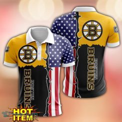 Boston Bruins US Flag 3D Polo Shirt Golf Polo Shirt Men Gift