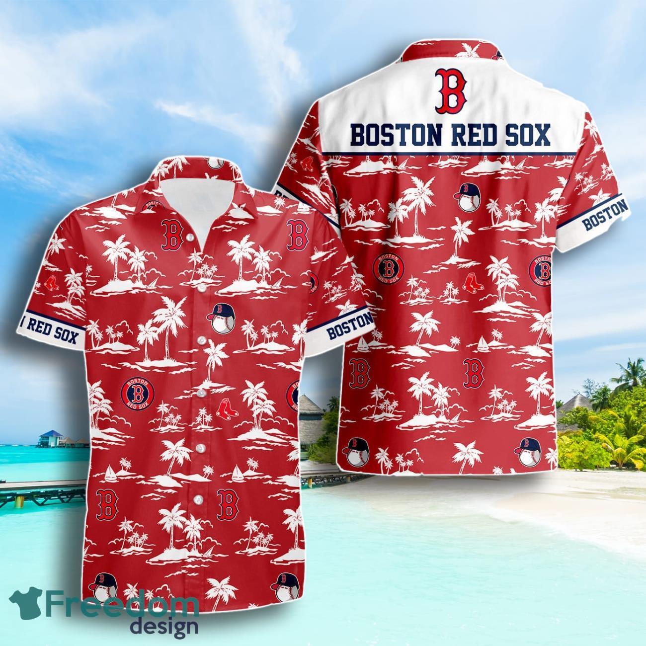 Boston Red Sox Tropical Coconut Tree Pattern Hawaiian Shirt Summer Gift For Men Women image Boston Red Sox Tropical Coconut Tree Pattern Hawaiian Shirt Summer Gift For Men Women Product Photo 1