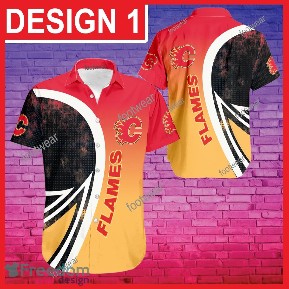 Calgary Flames 3D Hawaiian Shirt For Men Gifts New Trending Shirts Beach Holiday Summer image Calgary Flames 3D Hawaiian Shirt For Men Gifts New Trending Shirts Beach Holiday Summer - NHL Calgary Flames 3D Hawaiian Shirt Pattern Style 1