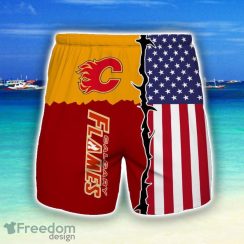 Calgary Flames Beach Short Gift For Men US Flag Printed