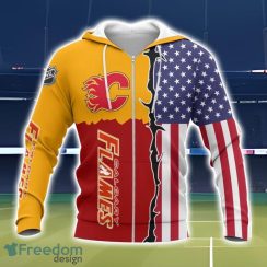 Calgary Flames US Flag 3D All Over Printed T-shirt Hoodie Sweatshirt Product Photo 2