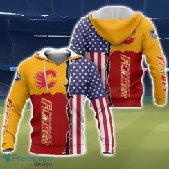 Calgary Flames US Flag 3D All Over Printed T-shirt Hoodie Sweatshirt