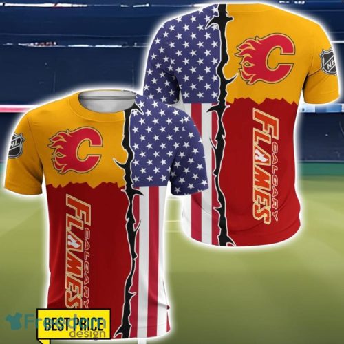 Calgary Flames US Flag 3D All Over Printed T-shirt Hoodie Sweatshirt Product Photo 5