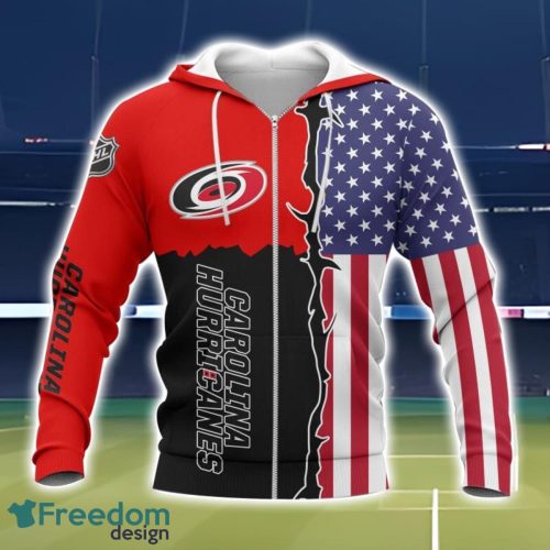 Carolina Hurricanes US Flag 3D All Over Printed T-shirt Hoodie Sweatshirt Product Photo 2