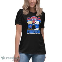 Charlie Brown And Snoopy Detroit Pistons Forever Not Just When We Win National Basketball Association Shirt - Women's Relaxed Short Sleeve Jersey Tee
