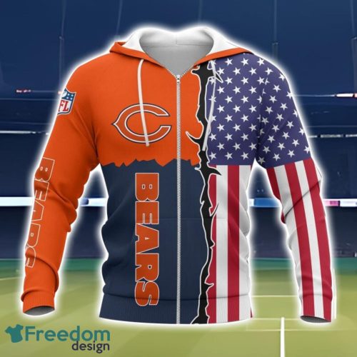 Chicago Bears US Flag 3D All Over Printed T-shirt Hoodie Sweatshirt Product Photo 2