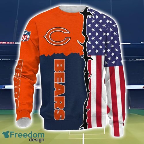 Chicago Bears US Flag 3D All Over Printed T-shirt Hoodie Sweatshirt Product Photo 3