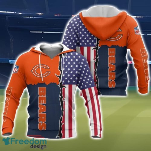 Chicago Bears US Flag 3D All Over Printed T-shirt Hoodie Sweatshirt Product Photo 1