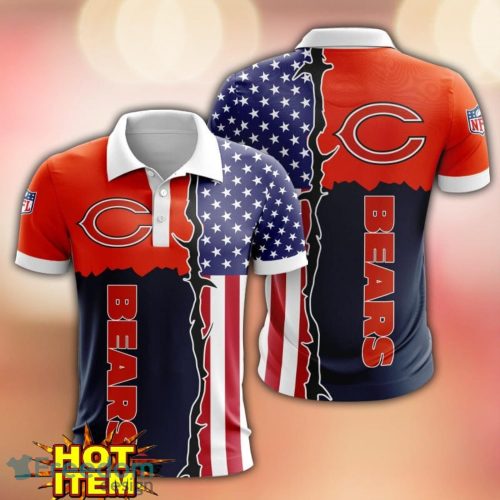 Chicago Bears US Flag 3D Polo Shirt Golf Polo Shirt Men Gift Product Photo 1