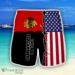 Chicago Blackhawks Beach Short Gift For Men US Flag Printed