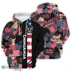 Chihuahua Hoodie  Personalized Cute Chihuahua Dog With American Flag Heart Black 3D Hoodie Patriot Gifts