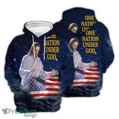 Christian Hoodie Christian With American Flag One Nation Under God 3D Hoodie Gifts For Christian Friend