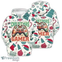 Christmas 3D Hoodie Colorful Game Remote Control With Green Pine 3D Hoodie Christmas Gift Ideas