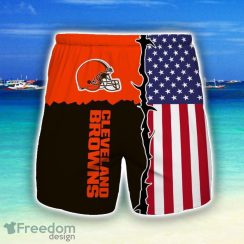 Cleveland Browns Beach Short Gift For Men US Flag Printed