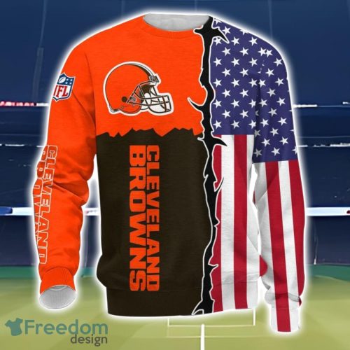 Cleveland Browns US Flag 3D All Over Printed T-shirt Hoodie Sweatshirt Product Photo 3