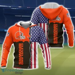 Cleveland Browns US Flag 3D All Over Printed T-shirt Hoodie Sweatshirt