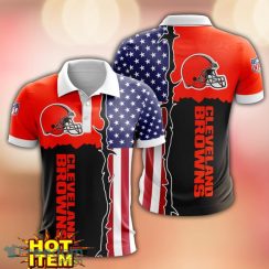 Cleveland Browns US Flag 3D Polo Shirt Golf Polo Shirt Men Gift