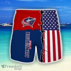 Columbus Blue Jackets Beach Short Gift For Men US Flag Printed