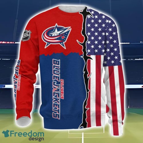 Columbus Blue Jackets US Flag 3D All Over Printed T-shirt Hoodie Sweatshirt Product Photo 3