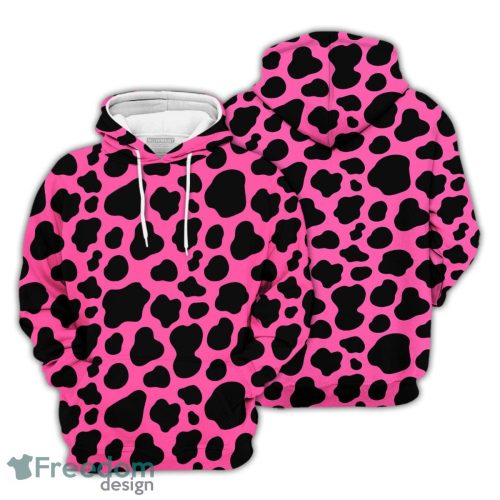 Cow Print 3D Hoodie Black And Hot Pink Cow Print Hoodie Summer Holiday Gift Ideas Product Photo 1