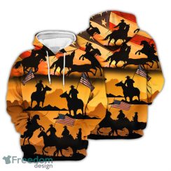 Cowboy 3D Hoodie American Cowboy Silhouette At Sunset Hoodie Beach Vacation Themed Gifts