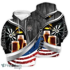 Custom Beer Day 3D Hoodie Darts And Beer Wooden And USA Flag Background Gifts Unisex 3D Hoodie