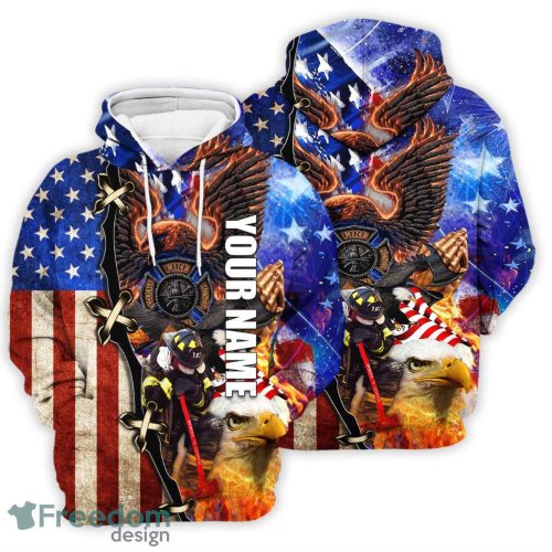 Custom Gift Patriot Day 3D Hoodie Eagle Firefighter Prayer Patriot Day Gifts Unisex 3D Hoodie Product Photo 1