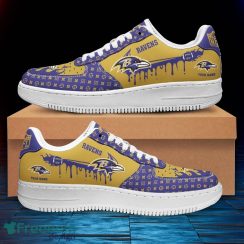 Custom Name Baltimore Ravens Drip Sneakers Air Force Shoes For Fans Custom Name Product Photo 2