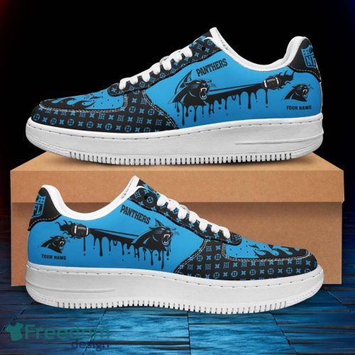 Custom Name Carolina Panthers Drip Sneakers Air Force Shoes For Fans Custom Name Product Photo 2