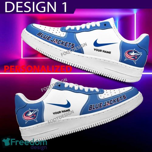 Custom Name Columbus Blue Jackets Teams Air Force 1 Shoes Design Gift AF1 Sneaker For Fans - Columbus Blue Jackets Air Force 1 Sneaker Personalized Style 1