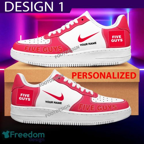 Custom Name Five Guys Brand Air Force 1 Sneakers New Pattern For Fans Gift AF1 Shoes - Brands Five Guys Air Force 1 Sneakers Custom Name Photo 1